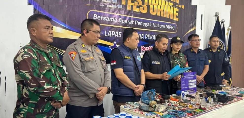 Razia Gabungan di Lapas Pekanbaru, 154 Barang Terlarang Disita