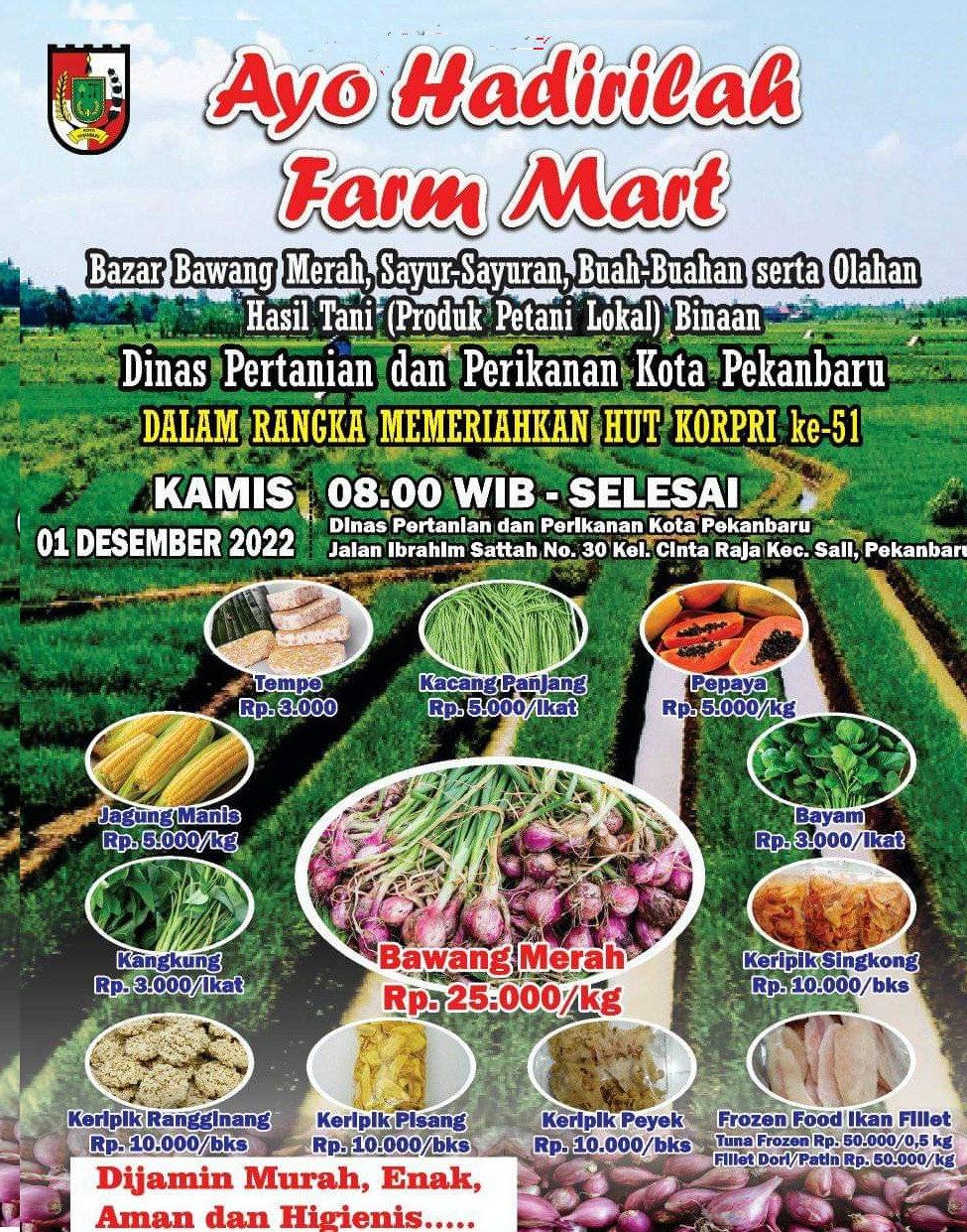 Besok, Distankan Pekanbaru Gelar Farm Mart