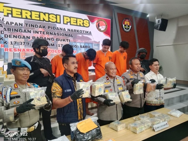 Polda Riau Bongkar 17,37 Kg Sabu Jaringan Internasional, 4 Ditangkap