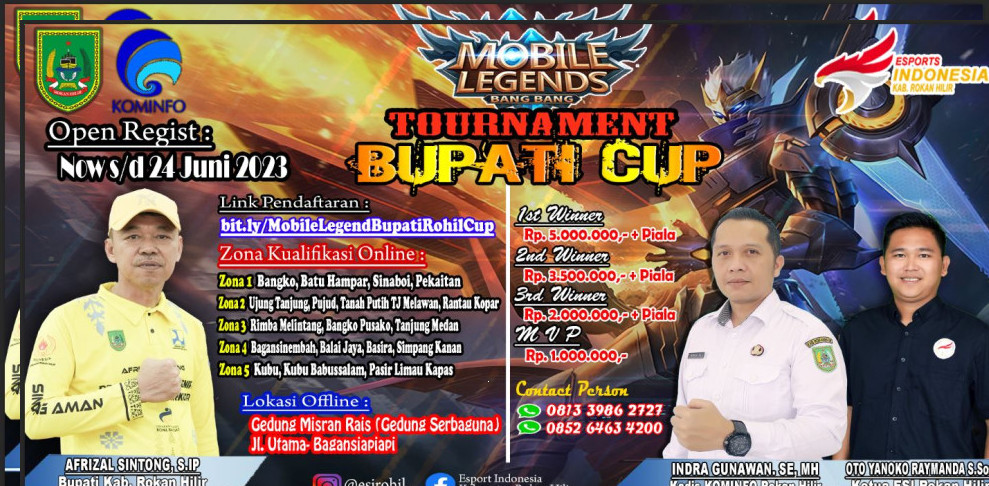 Turnamen Mobile Legend Bupati Rohil Cup 2023 Bakal Digelar