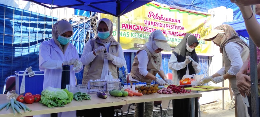 Pastikan Bahan Pangan Aman, Disketapang Pekanbaru Gelar Uji Residu PSAT di Pasar Kodim